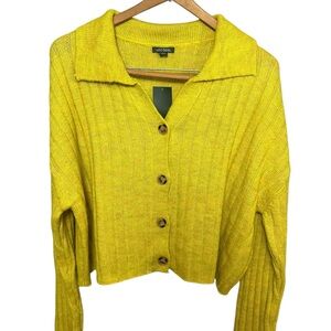 Wild Fable Yellow Button-Up Cardigan Cropped XXL New